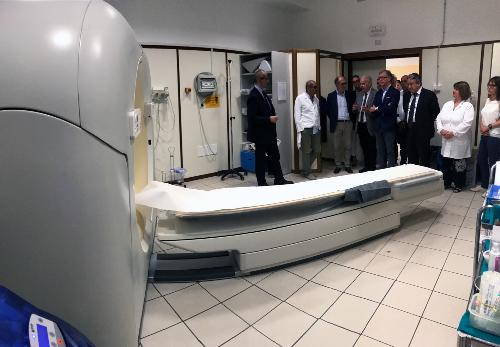 Il vicegovernatore della Regione Riccardo Riccardi alla cerimonina di inaugurazione della nuova Tac in ospedale a Spilimbergo